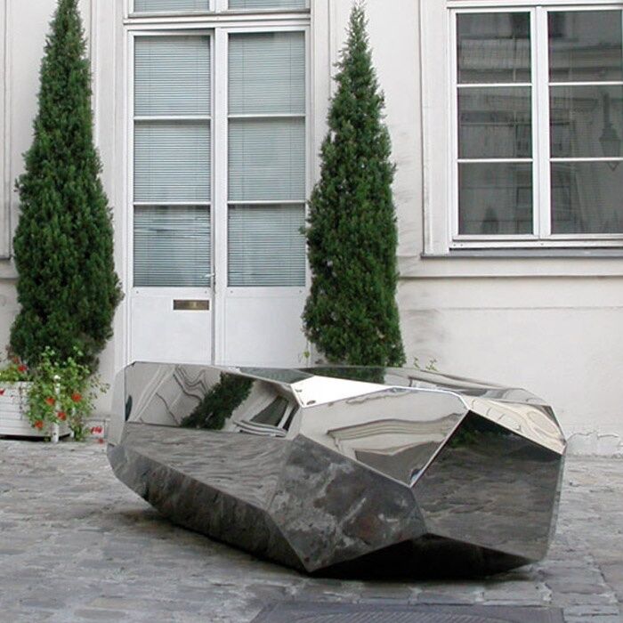 Garden-Decoration-Sculptural-Public-Stainless-Steel-Bench