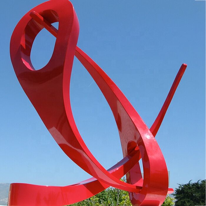 Stainless-Steel-Outdoor-Metal-Abstract-Red-Sculpture