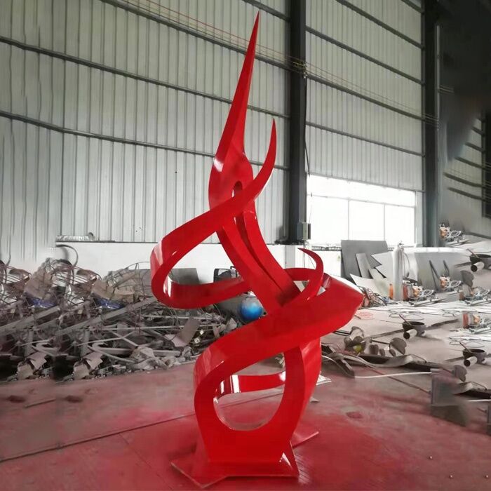 Custom Size Painted Modern Flame Stainless Steel Garden Sculpture 1