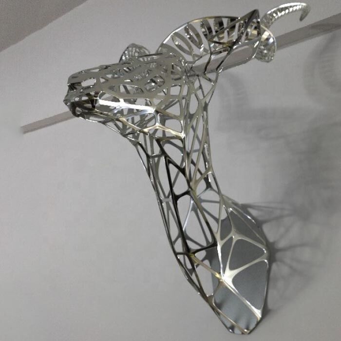 Home Decor Stainless Steel Deer Animal Wall Art Sculpture