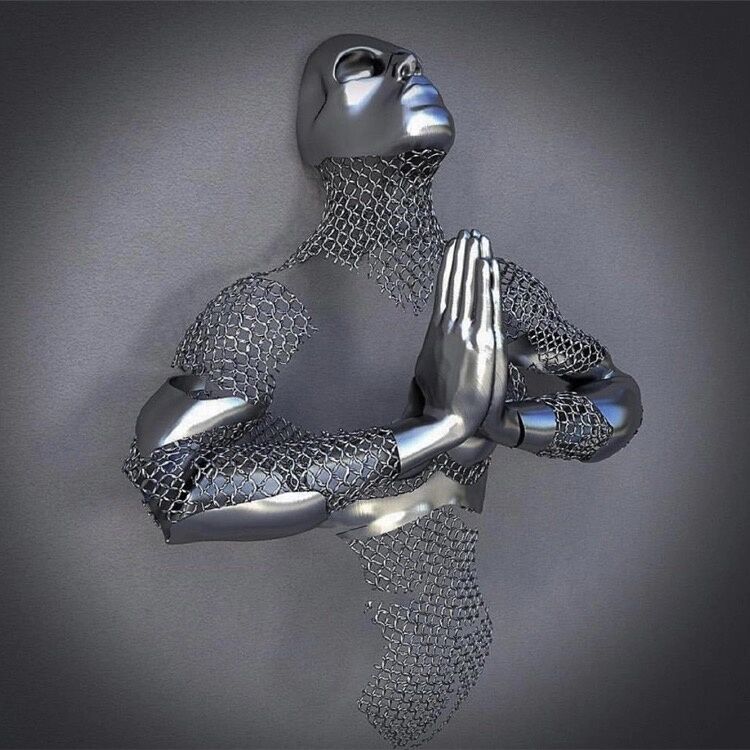 Home Decoration Metal Wall Man Stainless Steel Wall Man Sculpture (3)