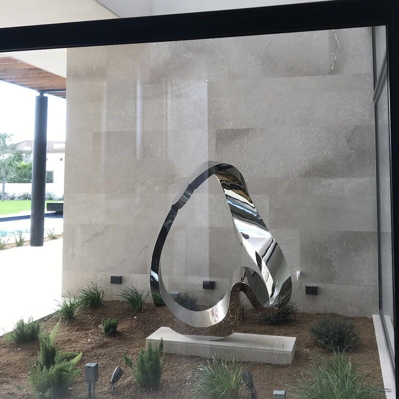 Art Modern Heart Shaped Stainless Steel Commercial Sculpture