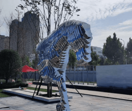 Landscape Garden Decoration Large Stainless Steel Animal Horse head sculpture 1