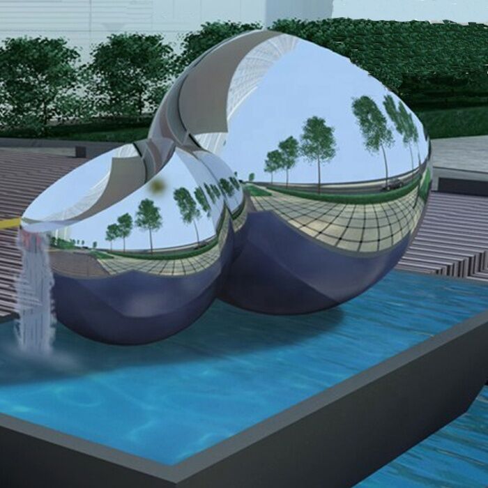 Modern Garden Ball Stainless Steel Sculpture Water Fountain