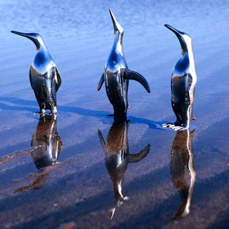 Penguin Animal Stainless Steel Sculpture Home Decoration