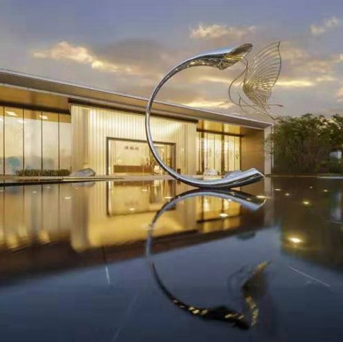 Popular design custom hotel large stainless steel metal sculpture