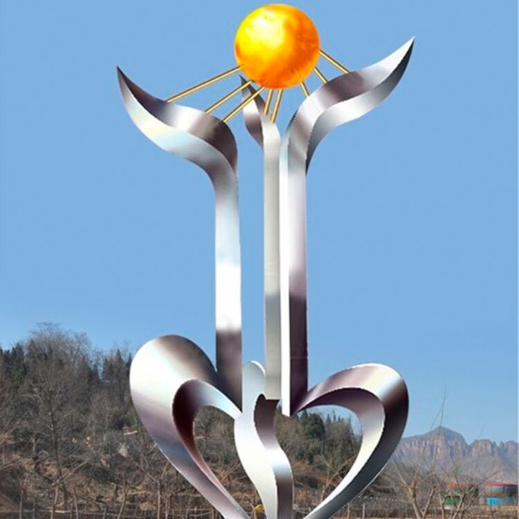 Large outdoor Garden Sliver Stainless Steel Abstract Hand Sculpture