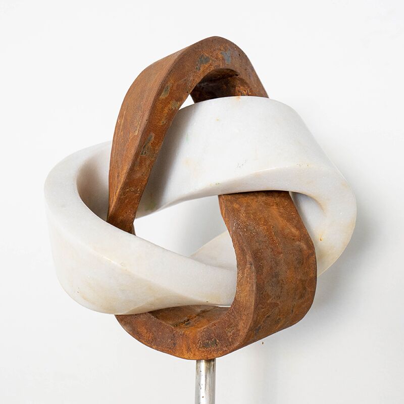 This height 50cm Luxury interior decoration corten steel + marble sculpture (1)
