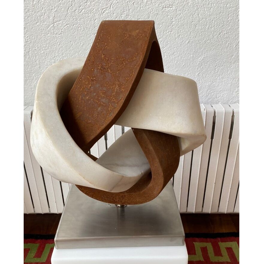 This height 50cm Luxury interior decoration corten steel + marble sculpture (4)