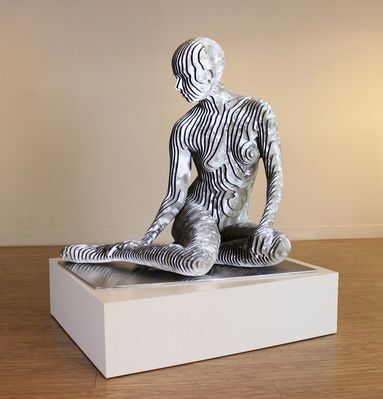 Metal Decoration Stainless Steel Figure Sculpture, Sitting Woman Sculpture