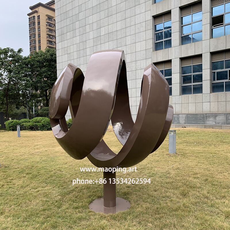 Swirling Large Painted Contemporary Stainless Steel Garden Public Art Sphere Sculpture (2)