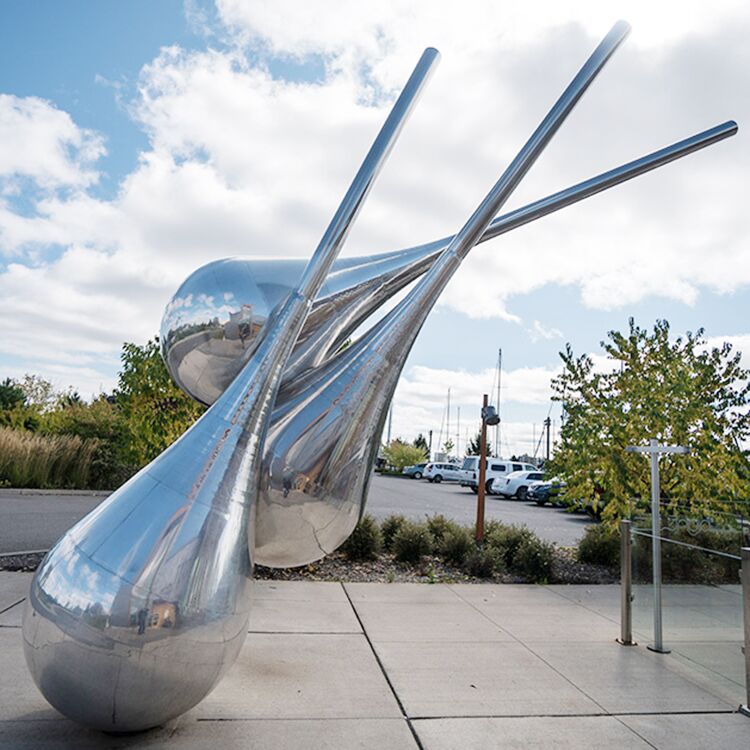 Garden Landscape Stainless Steel Water Drop Sculpture Metal Art Decoration 1