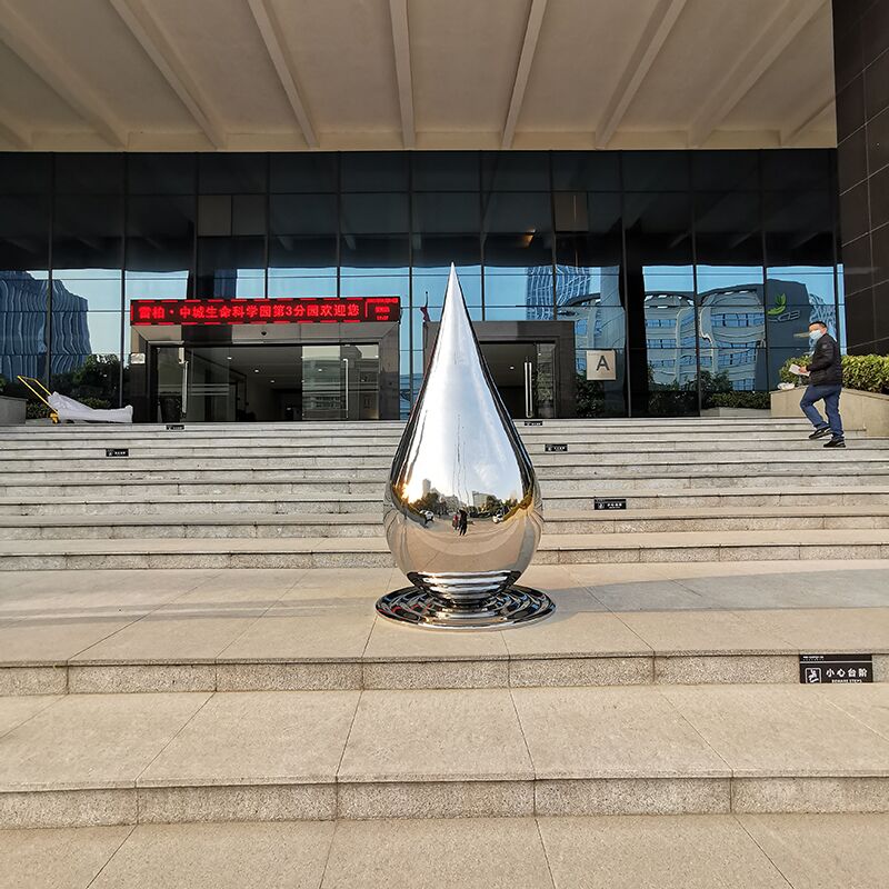 Polished Decorative Metal Art Stainless Steel Water Drop Sculpture