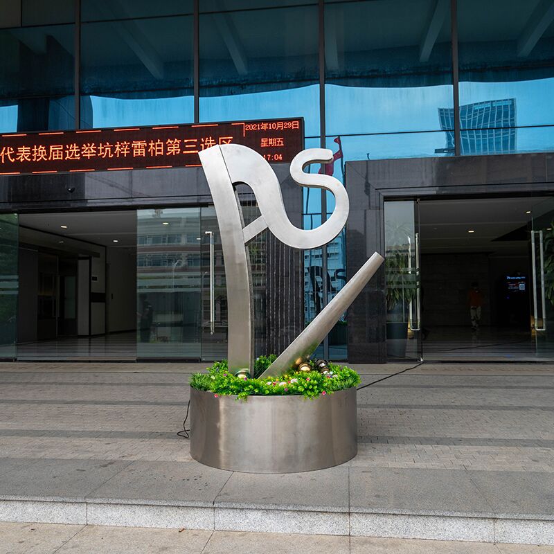 Custom metal fountain sculpture stainless steel harp sculpture (6)