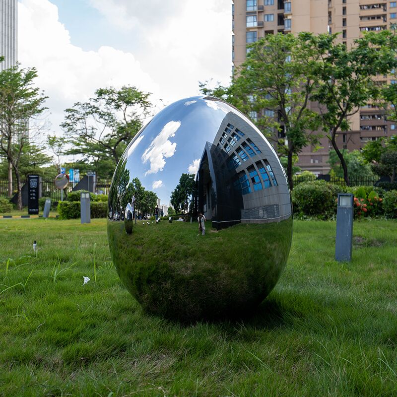 Garden grass interior decoration stainless steel sculpture stainless steel egg ball. (3)