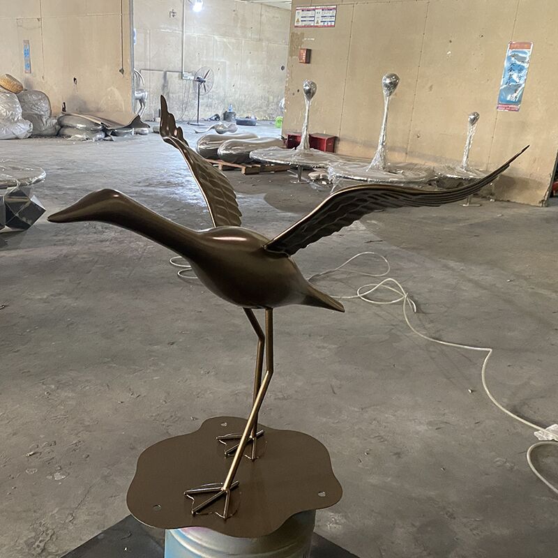 Indoor office home decoration stainless steel Wild goose sculpture (6)