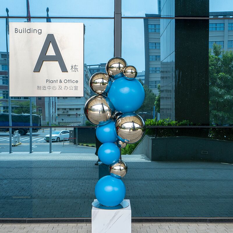 Modern outdoor abstract color stainless steel sphere sculpture (5)