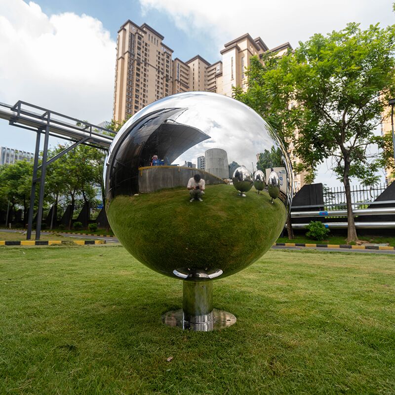 Outdoor garden metal sculpture mirror polished stainless steel sphere sculpture (4)