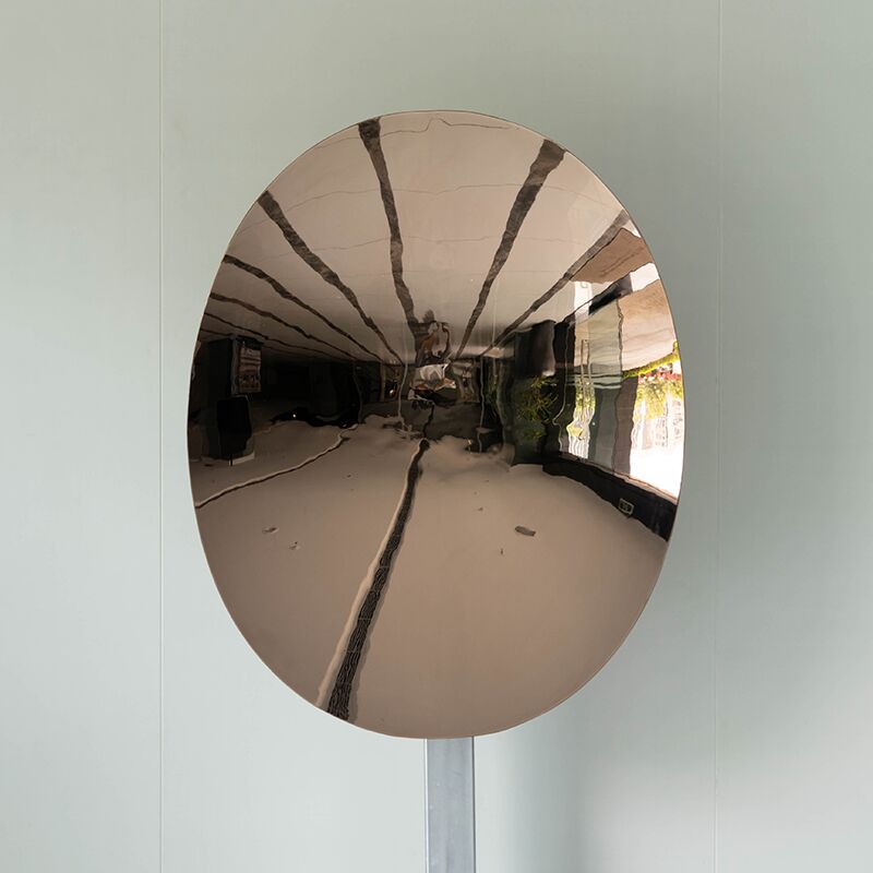 Champagne gold stainless steel elliptical concave mirror wall Sculpture (4)