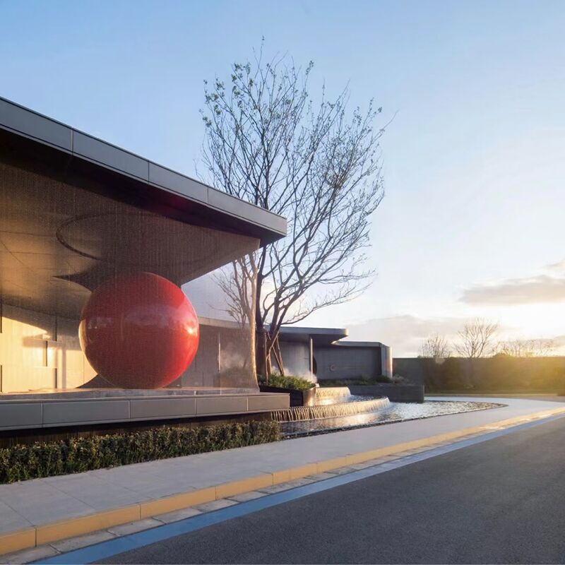 Large-scale metal ball outdoor square community stainless steel red sphere sculpture (1)
