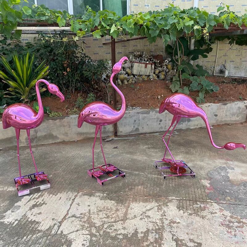 Modern outdoor square pool park courtyard stainless steel bird sculpture (5)