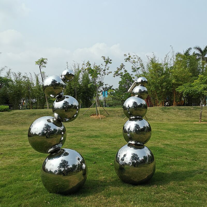 Outdoor garden, lawn park, metal sculpture, stainless steel abstract sphere sculpture (1)