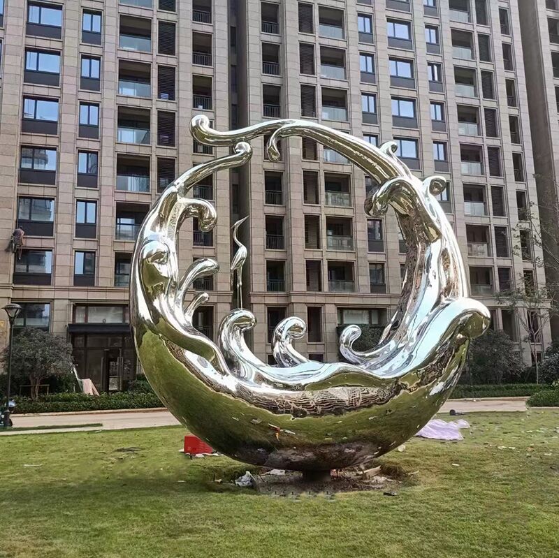Outdoor garden, lawn park, metal sculpture, stainless steel abstract spray sculpture (2)