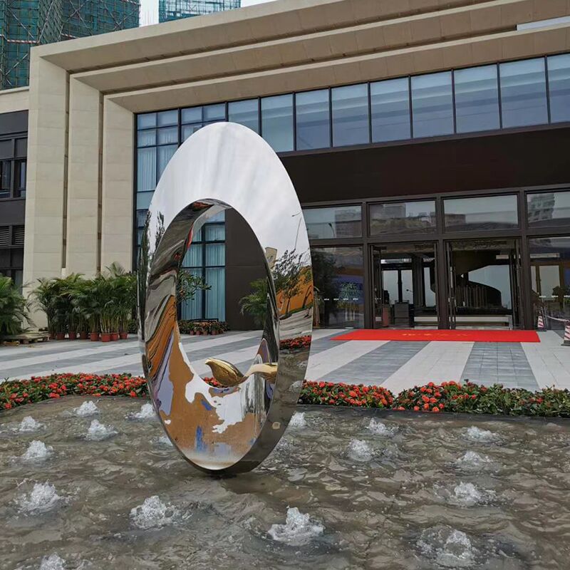 Outdoor garden park pool metal sculpture stainless steel abstract sphere sculpture (1)