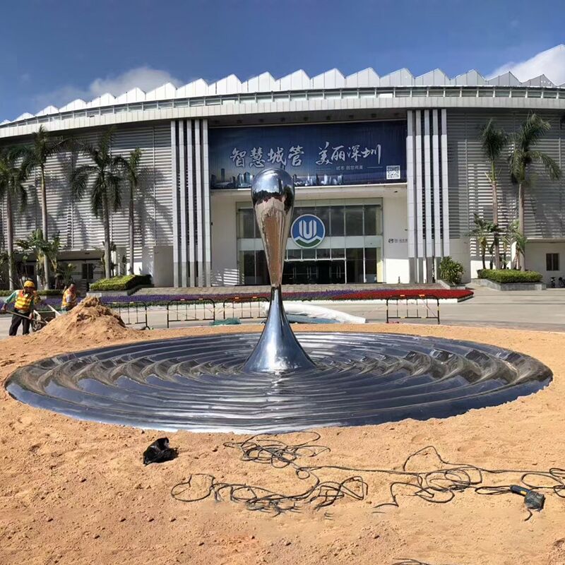 Outdoor plaza garden lawn park metal sculpture stainless steel abstract ripple sculpture (1)