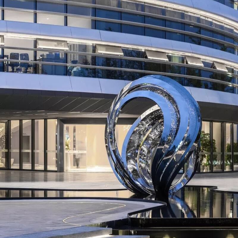 Large outdoor square metal landscape sculpture stainless steel abstract sculpture