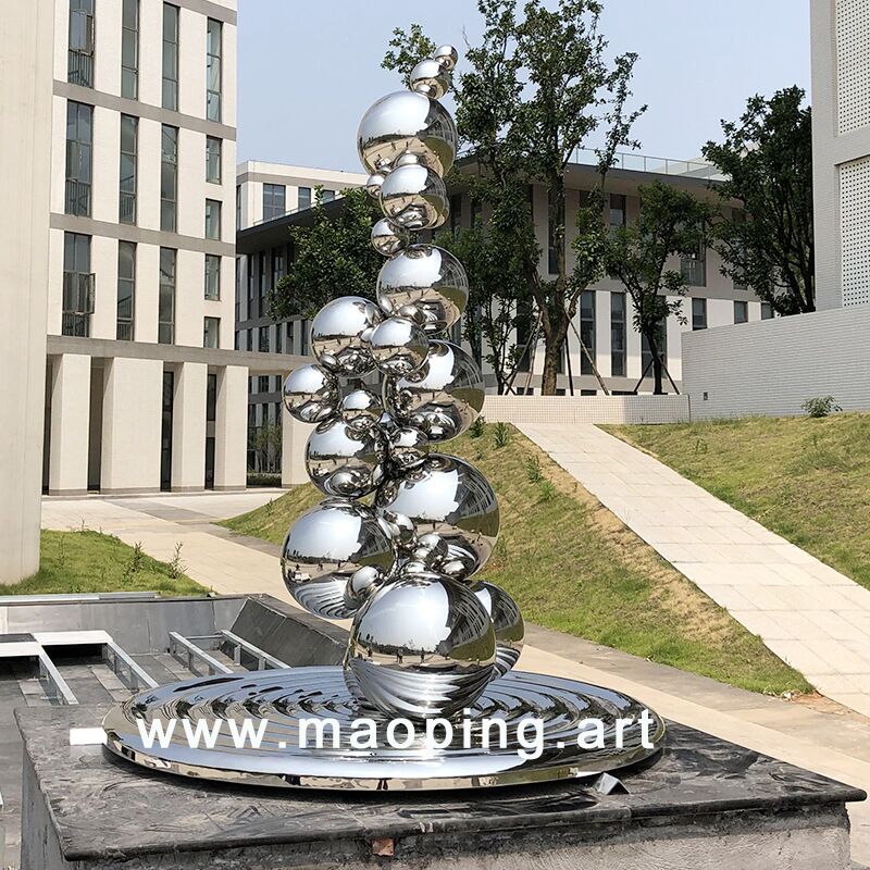 Outdoor art decorations mirror polished sphere sculpture (4)