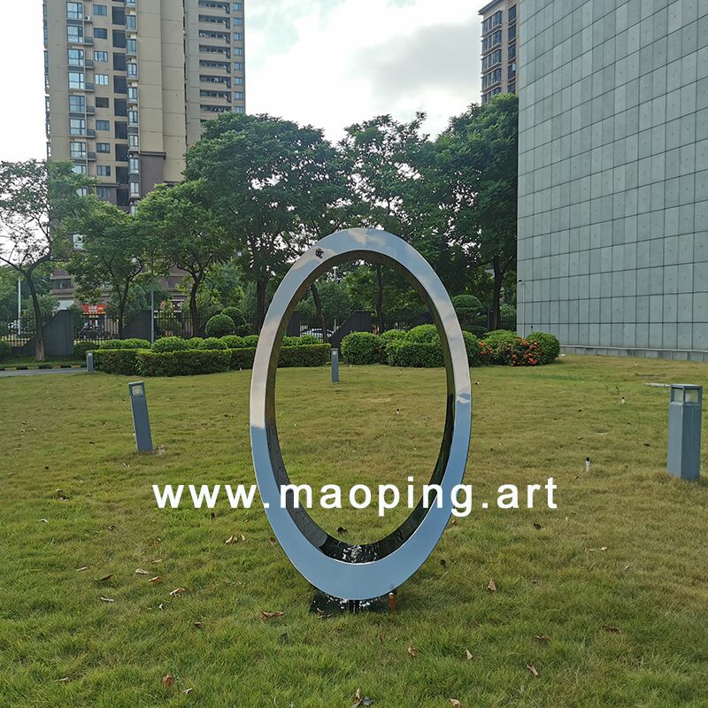 outdoor garden courtyard Stainless steel ring sculpture (1)