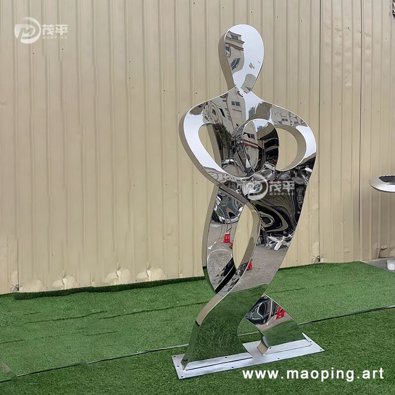 Abstract design outdoor garden decoration stainless steel character sculpture (5)