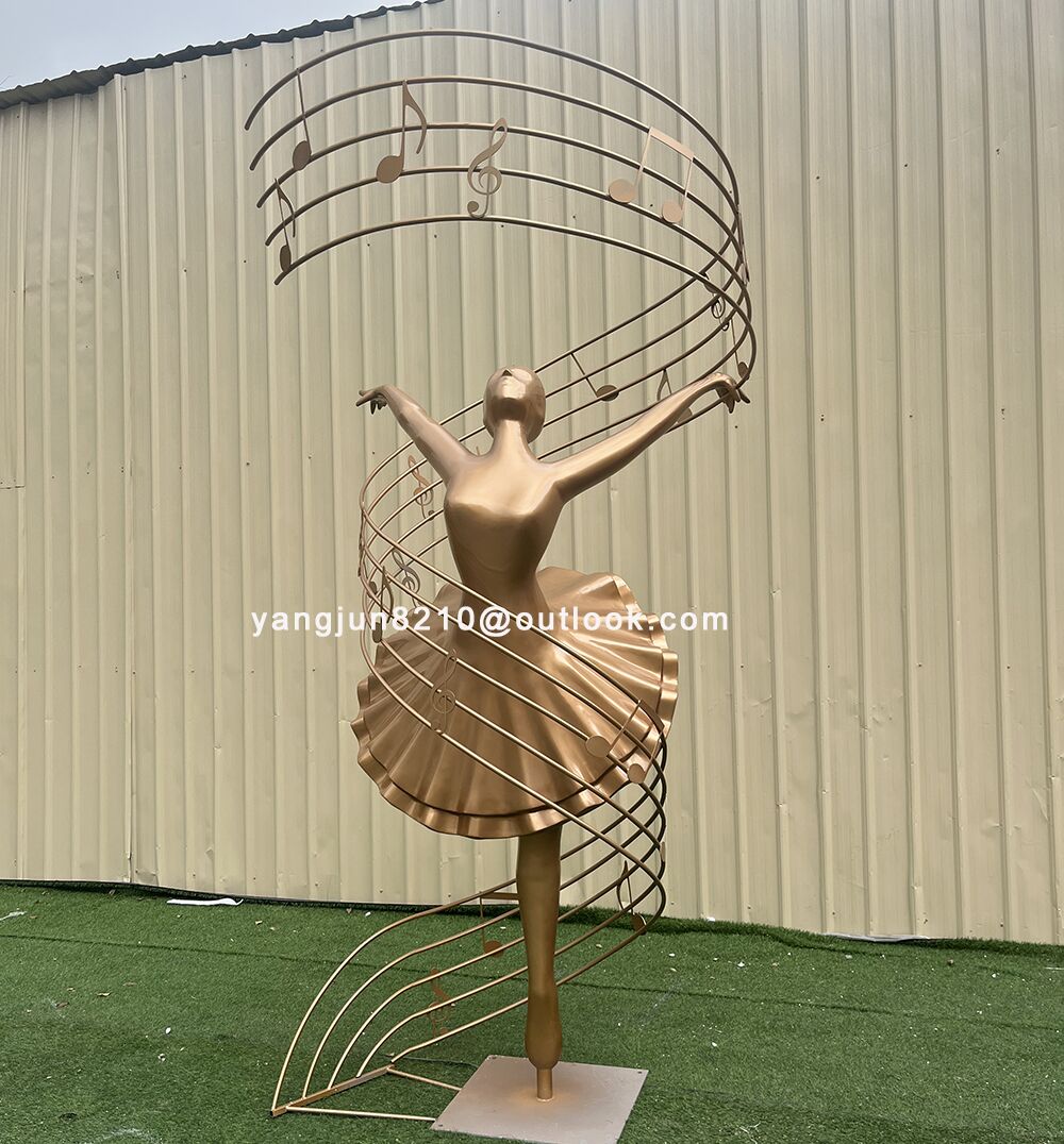 Indoor upscale hotel apartment Outdoor park square garden courtyard art stainless steel dancer sculpture (2)