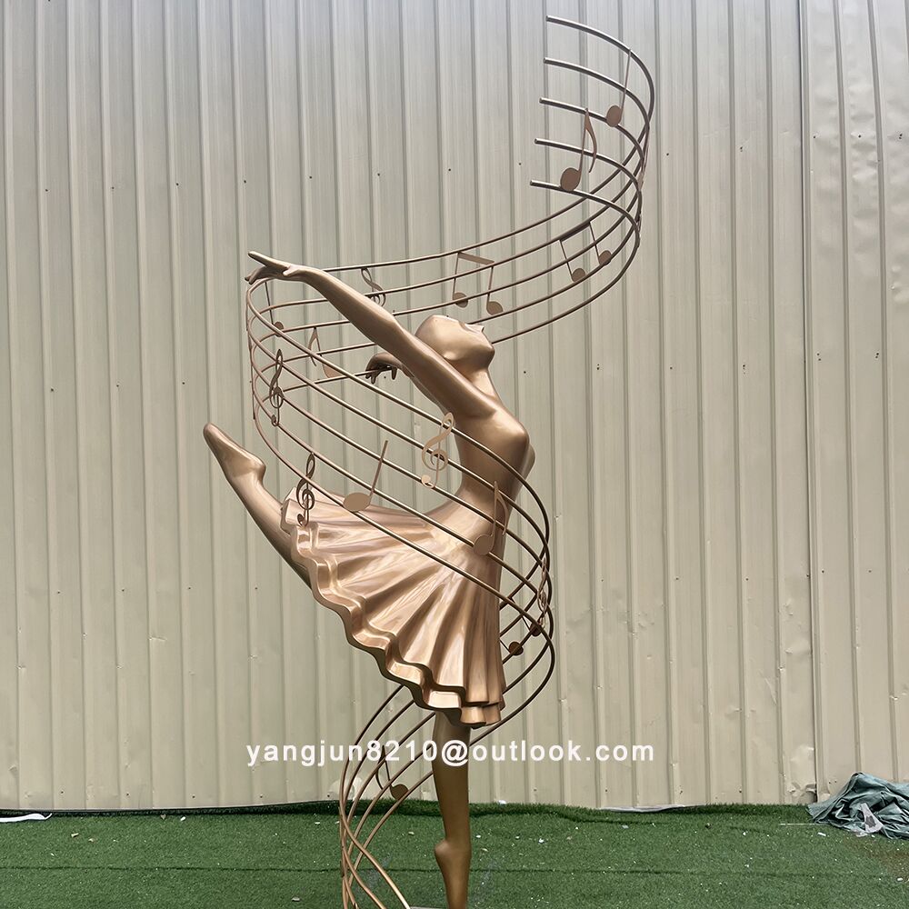 Indoor upscale hotel apartment Outdoor park square garden courtyard art stainless steel dancer sculpture (5)