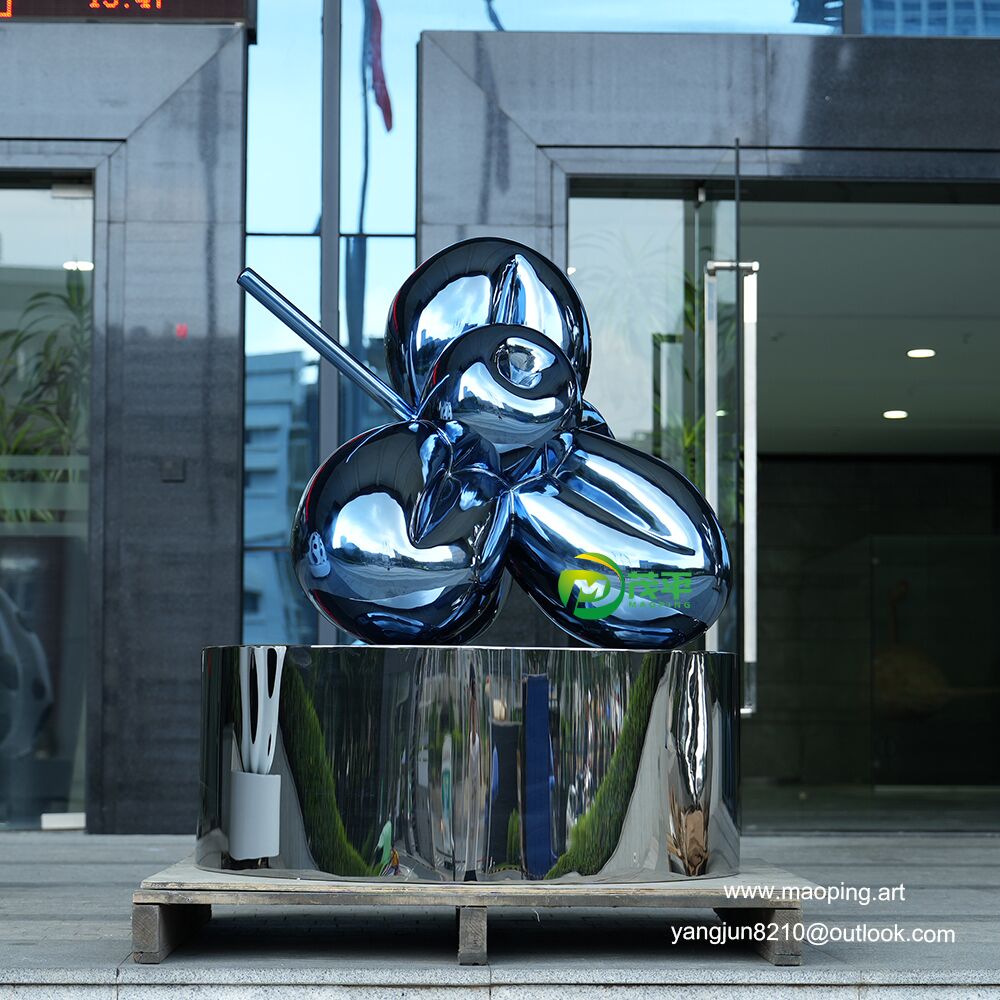 Indoor Apartament Luxury Villa Decoration Blue stainless steel Balloon Flower sculpture