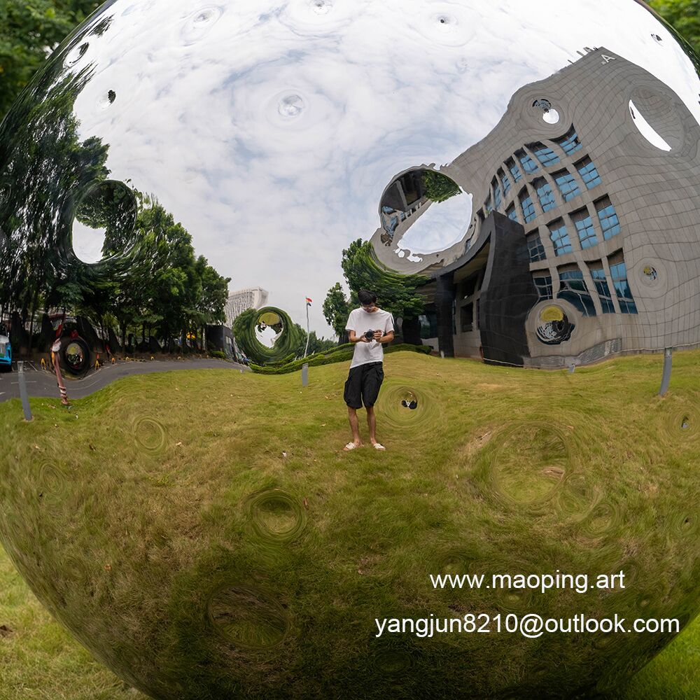Outdoor airport park square school library cinema museum mirror polished stainless steel Lunar sculpture (3)