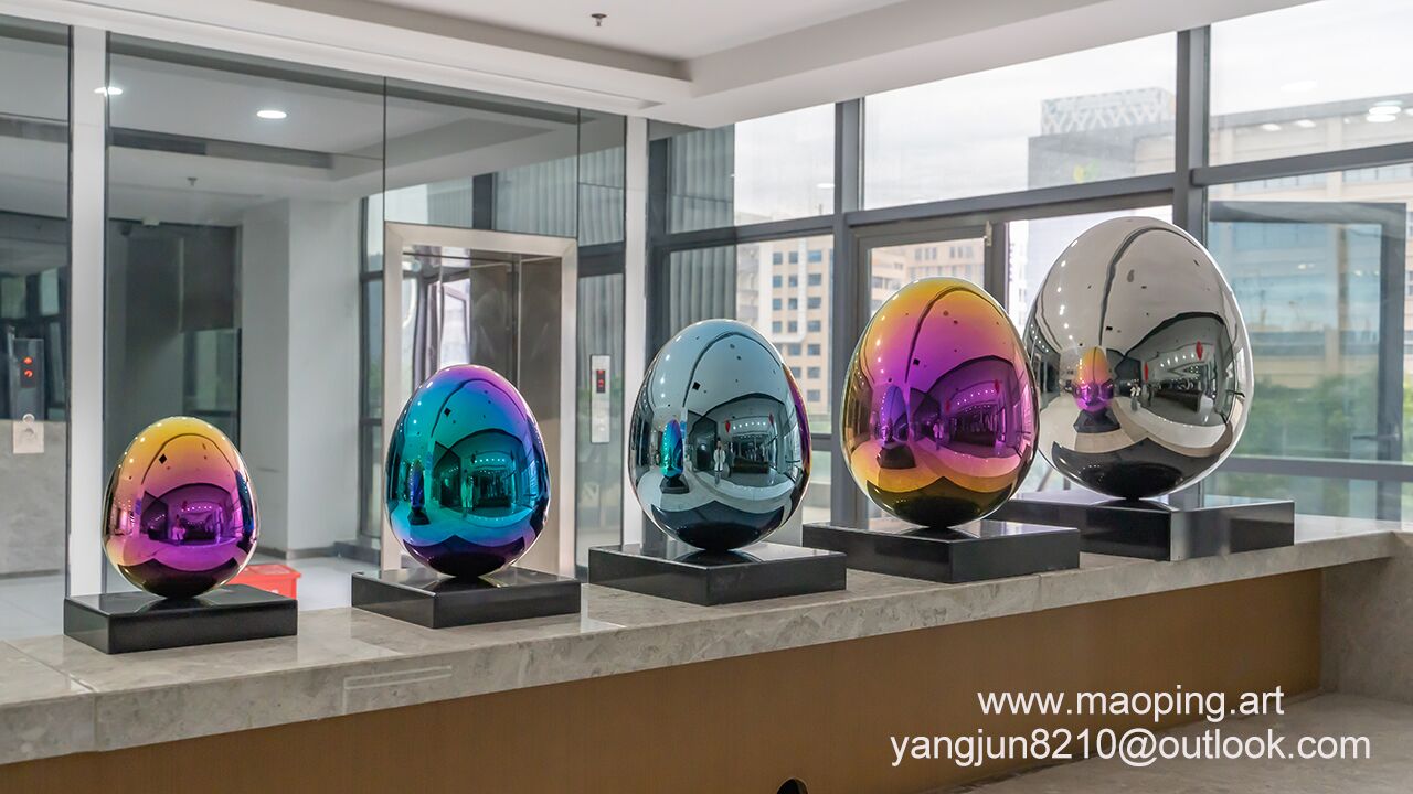 Interior design high-end hotel apartment home decoration stainless steel egg sculpture (4)