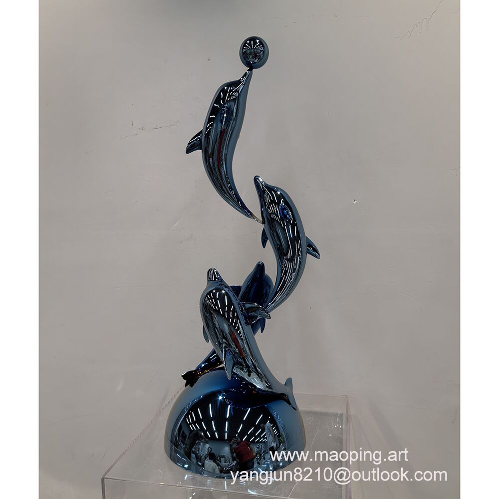 Interior Office Hotel Gallery Art Gallery decorative Art stainless Steel Dolphin Sculpture