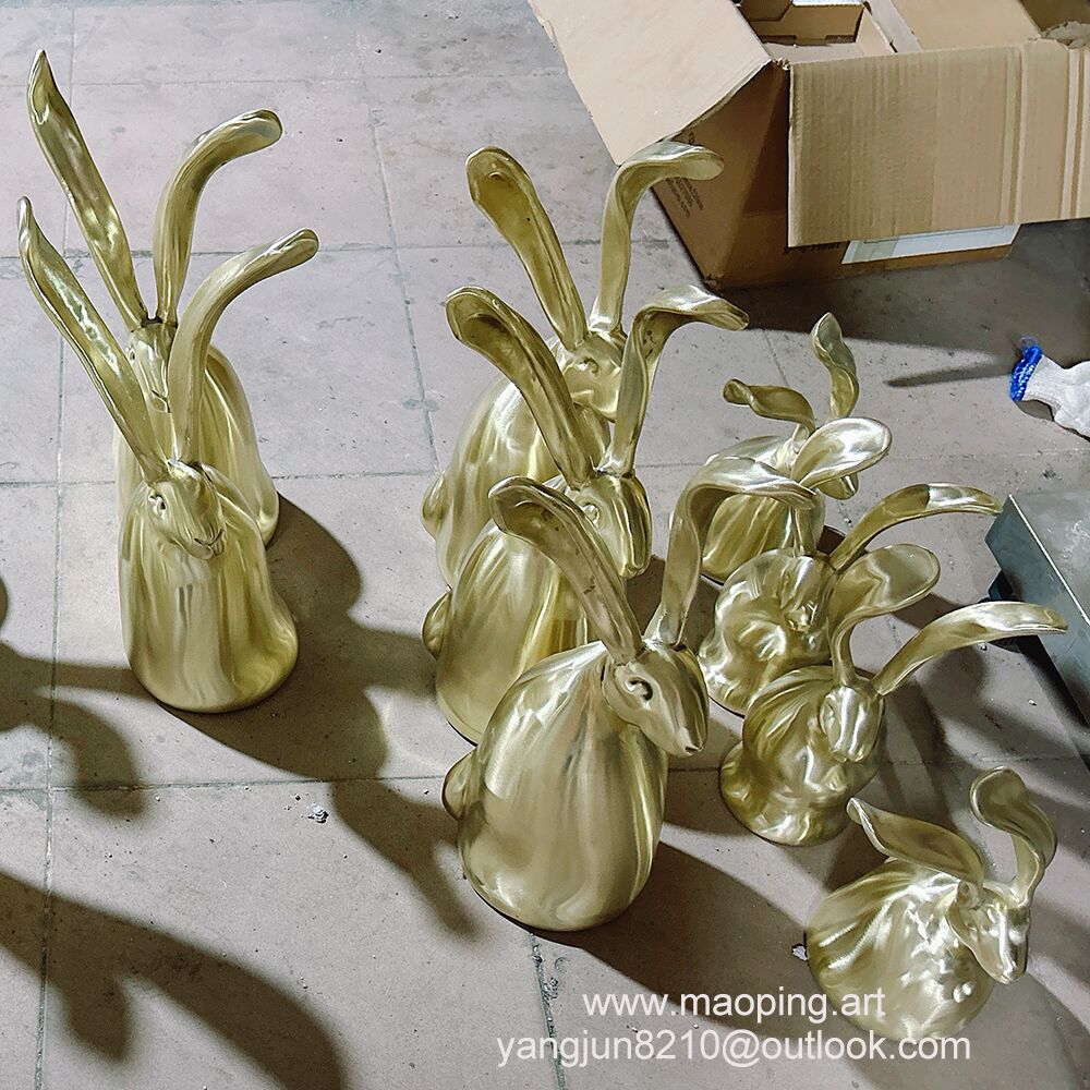 Interior design high-end hotel apartment home decoration Brass rabbit sculpture (1)