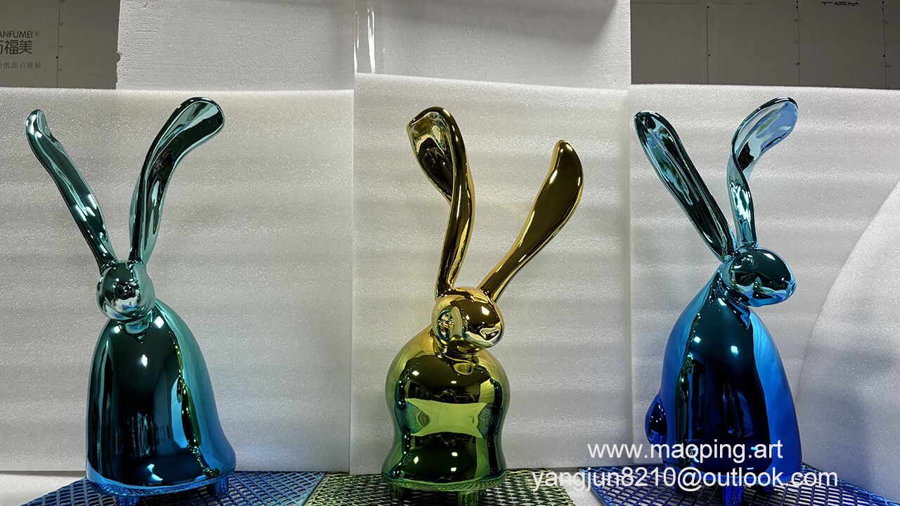 Interior design high-end hotel apartment home decoration Brass rabbit sculpture (3)