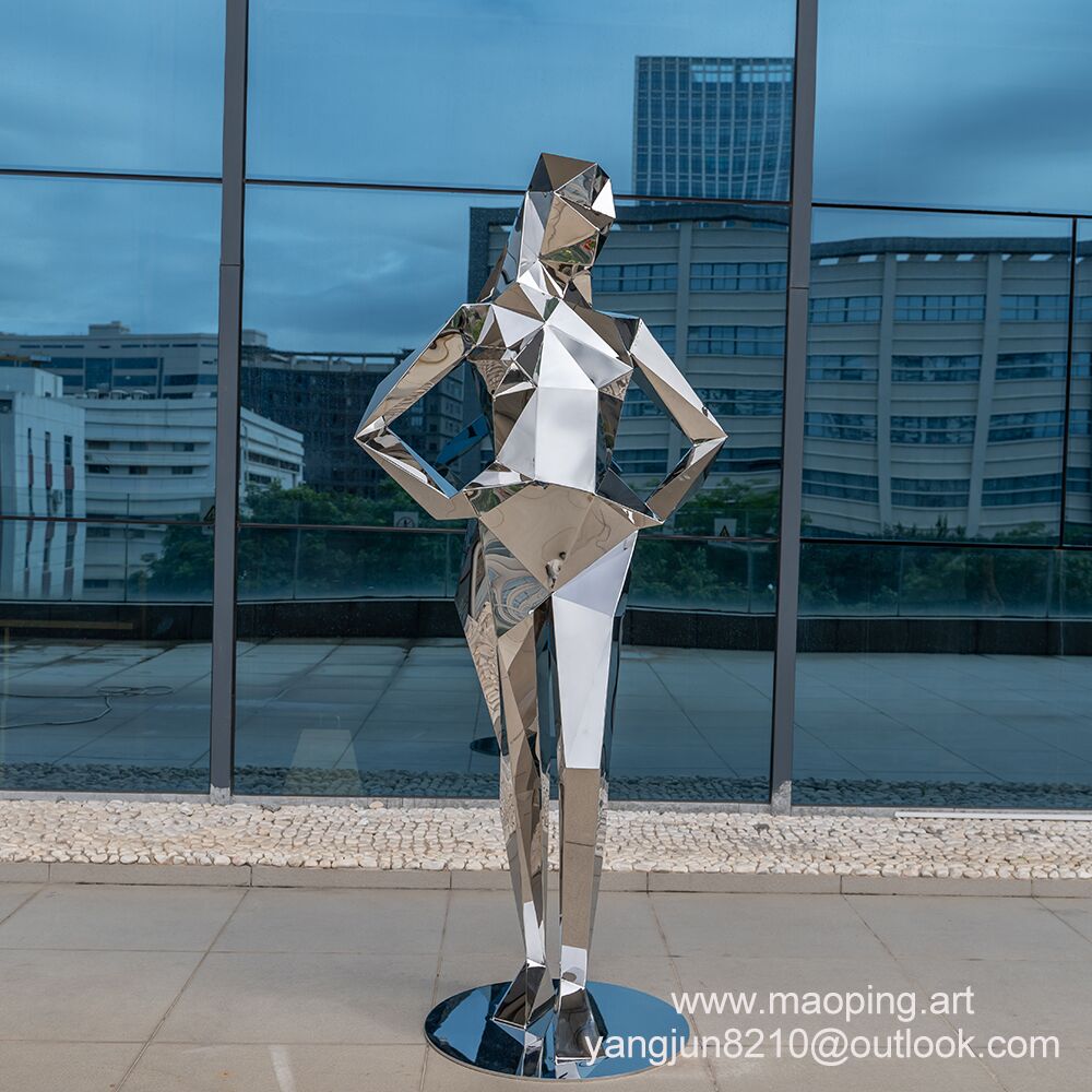 Outdoor plaza, park, museum, gallery, hotel decorative art stainless steel woman sculpture (4)