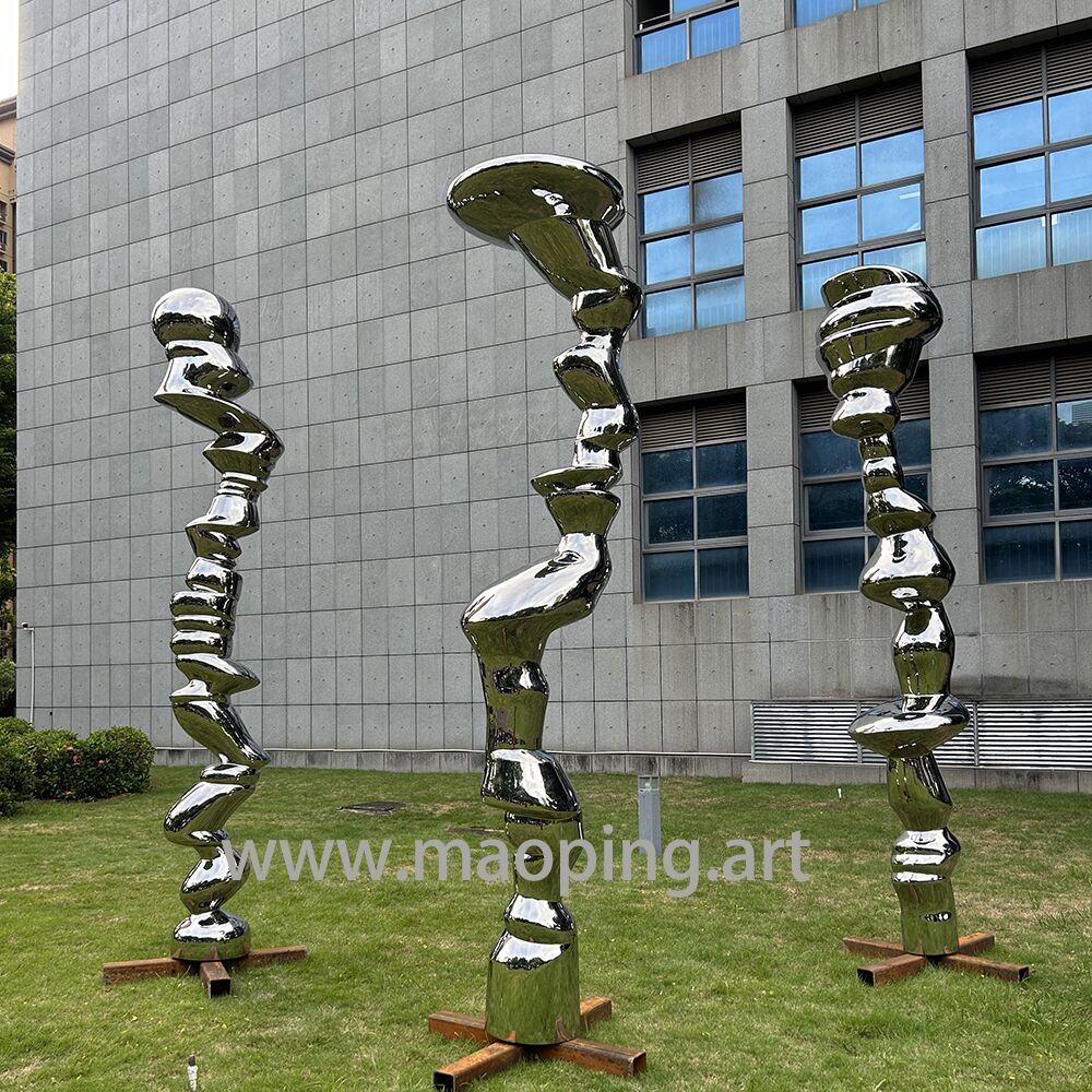 Outdoor Square Park Playground Museum Architecture Landscape Artwork Stainless Steel Stone Column Sculpture