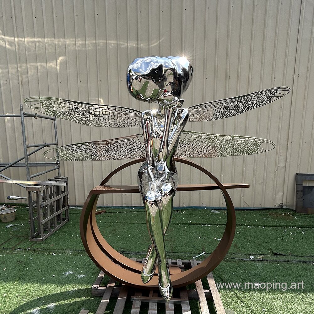 Outdoor square home decoration stainless steel dragonfly sculpture (4)