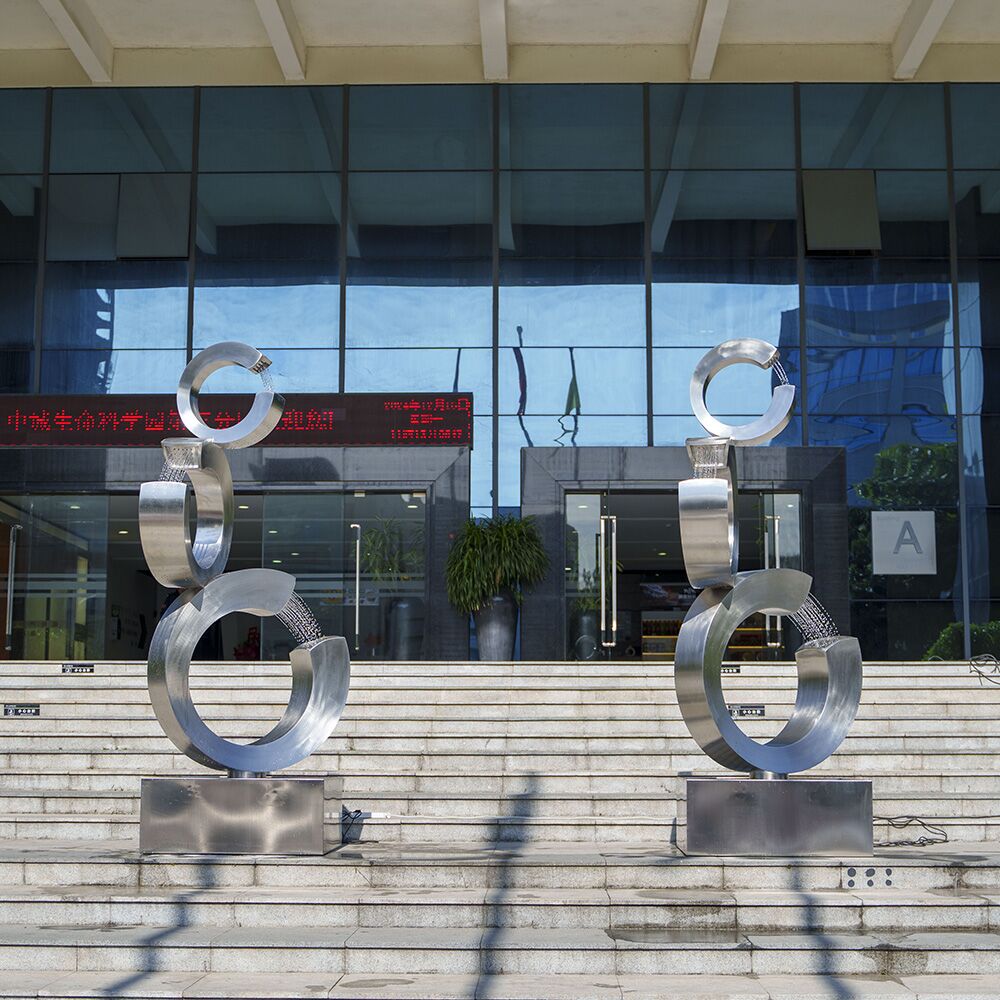 Outdoor square courtyard stainless steel fountain sculpture (1)